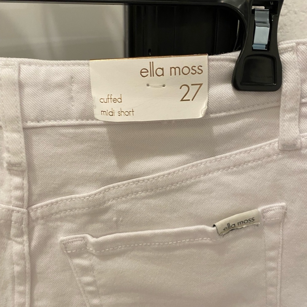 ella moss (Anthropologie) White Denim Cuffed Midi Short - NWT - 26 & 27 - Picture 6 of 14